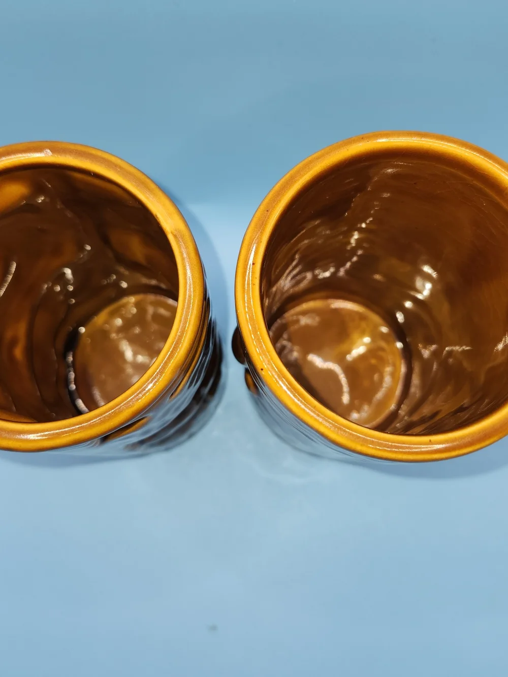 Vtg KC Hawaii Tiki Mugs Lot of 2 Brown Ceramic Barware Souvenir 1999 & 2000